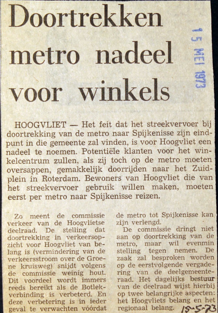 19730515 Doortrekken nadeel voor winkels.