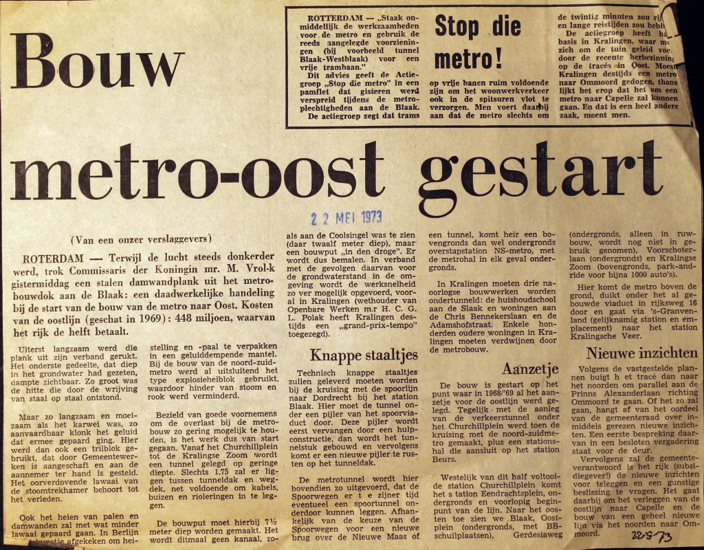19730522 Bouw metro gestart.
