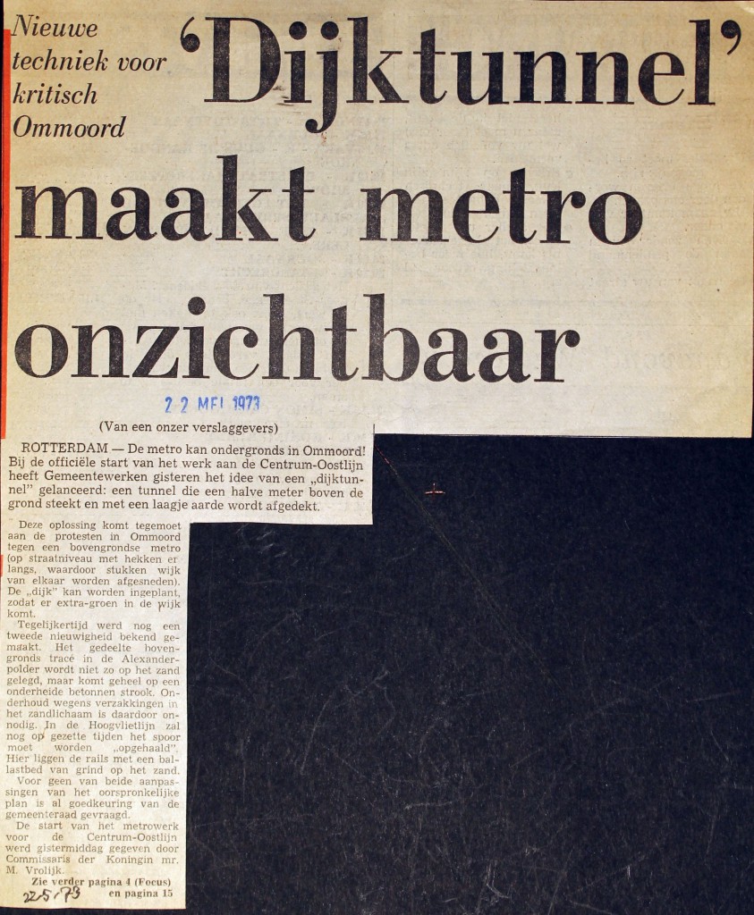 19730522 Dijktunnel maakt metro onzichtbaar.