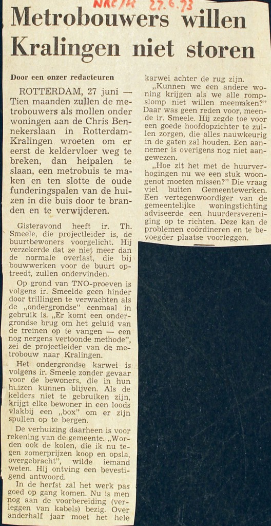 19730627 Metrobouwt stoort niet. (NRC)