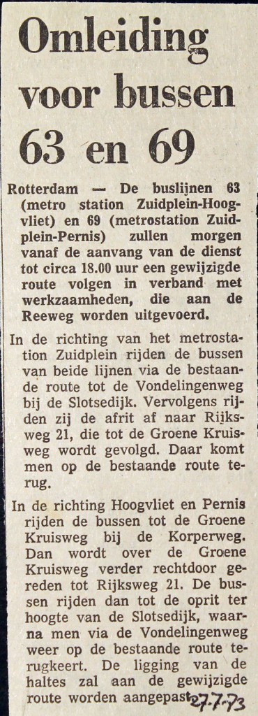 19730707 Omleiding lijn 63 en 69.