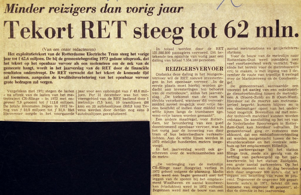 19730802 Tekort RET gestegen. (Ref. DB)