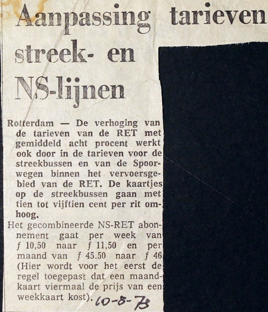 19730810 Aanpassing streek en NS tarieven.