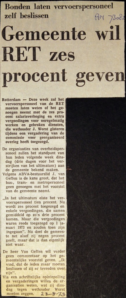 19730823 Gemeente biedt 6 procent.