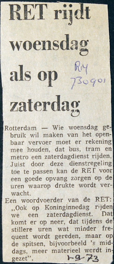 19730901 Woensdag als op Zaterdag. (RN)