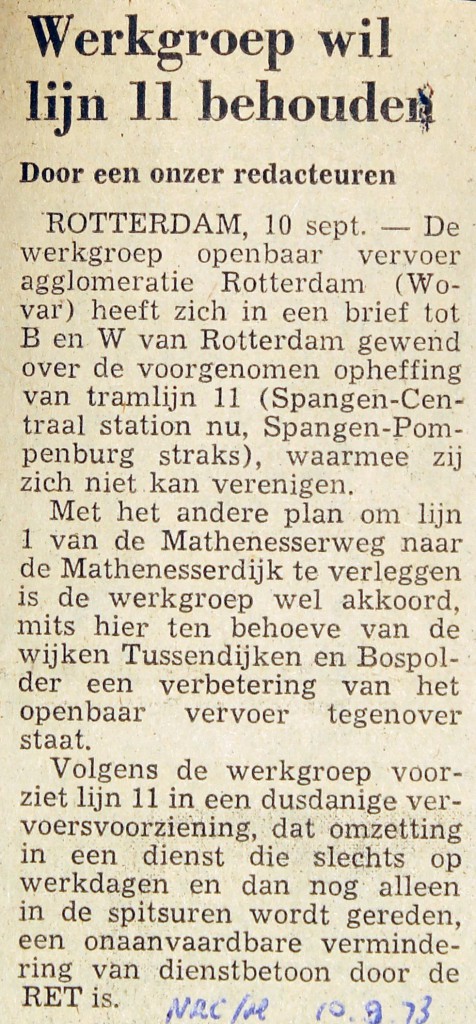 19730910 Lijn 11 behouden. (NRC)