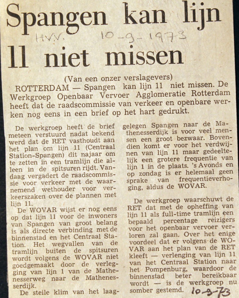 19730910 Spangen kan lijn 11 niet missen.