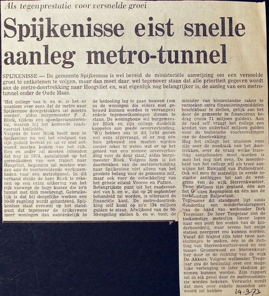 19730914 Spijkenisse eist snelle aanleg.