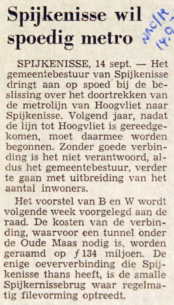 19730914 Spijkenisse wil metro. (NRC)