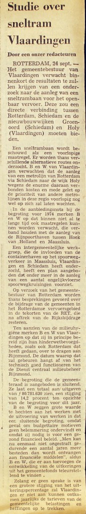 19730924 Studie sneltram Vlaardingen. (NRC)