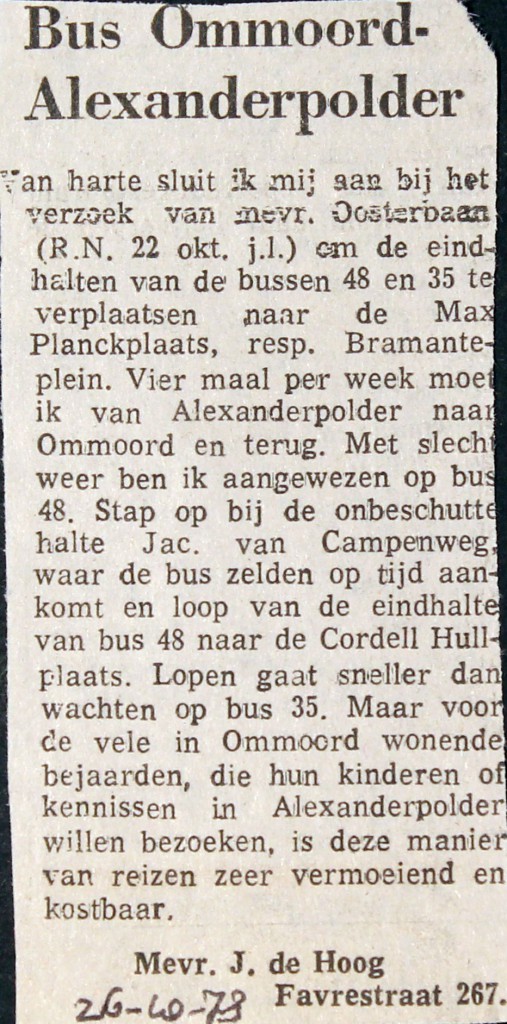 19731026 Bus Ommoord - Alexanderpolder.