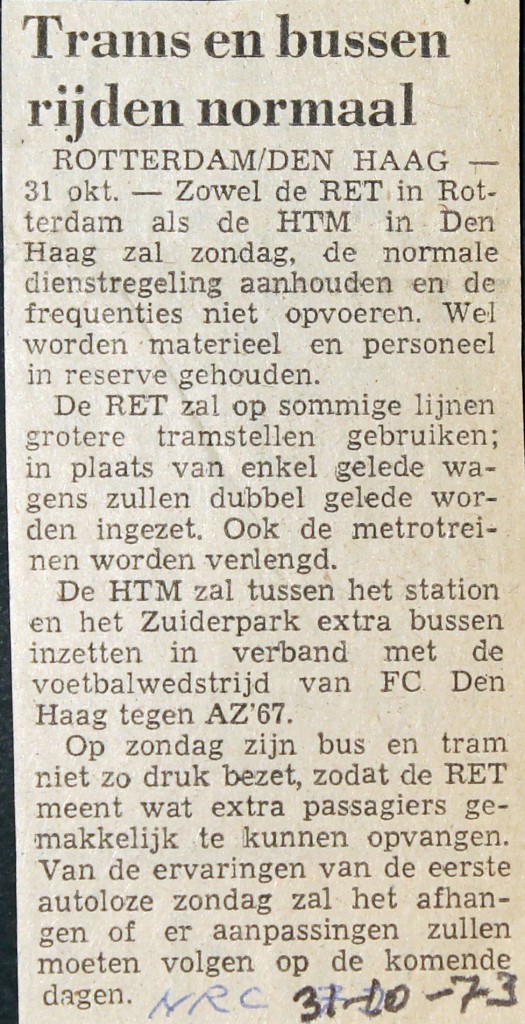 19731031 Trams en bussen normaal. (NRC)