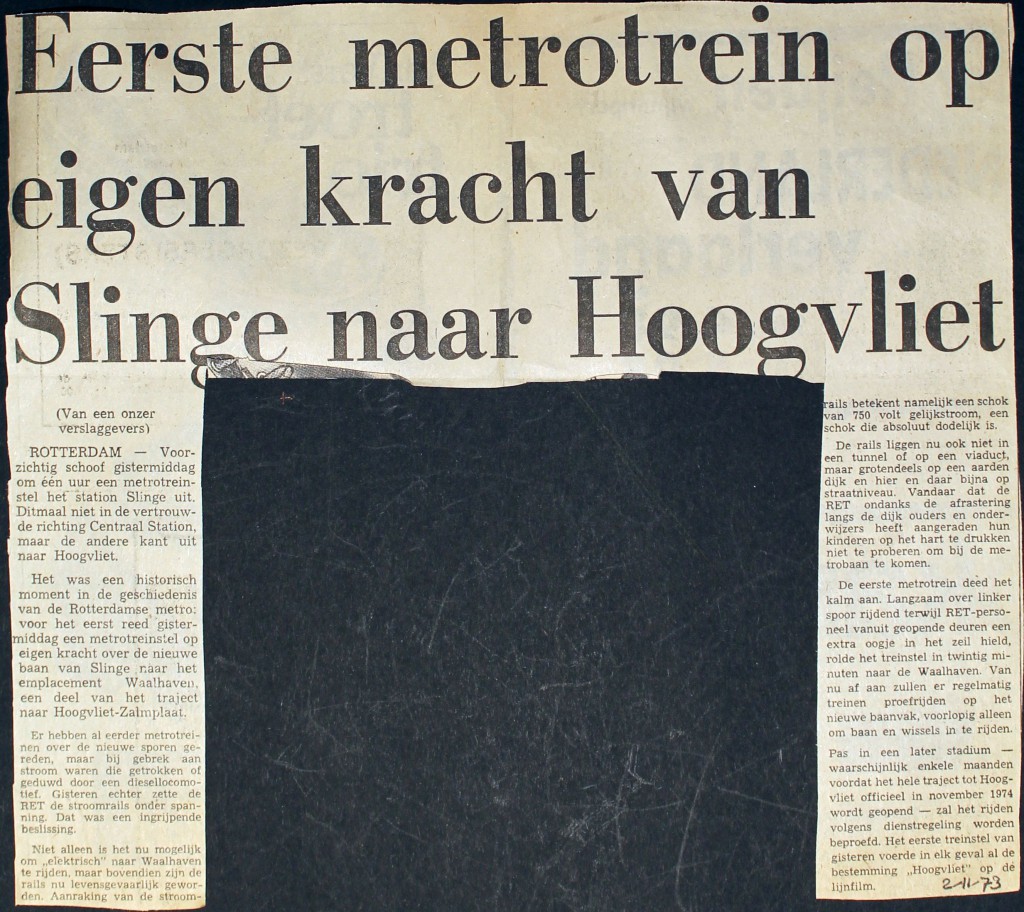 19731102 Eerste metro Hoogvliet.