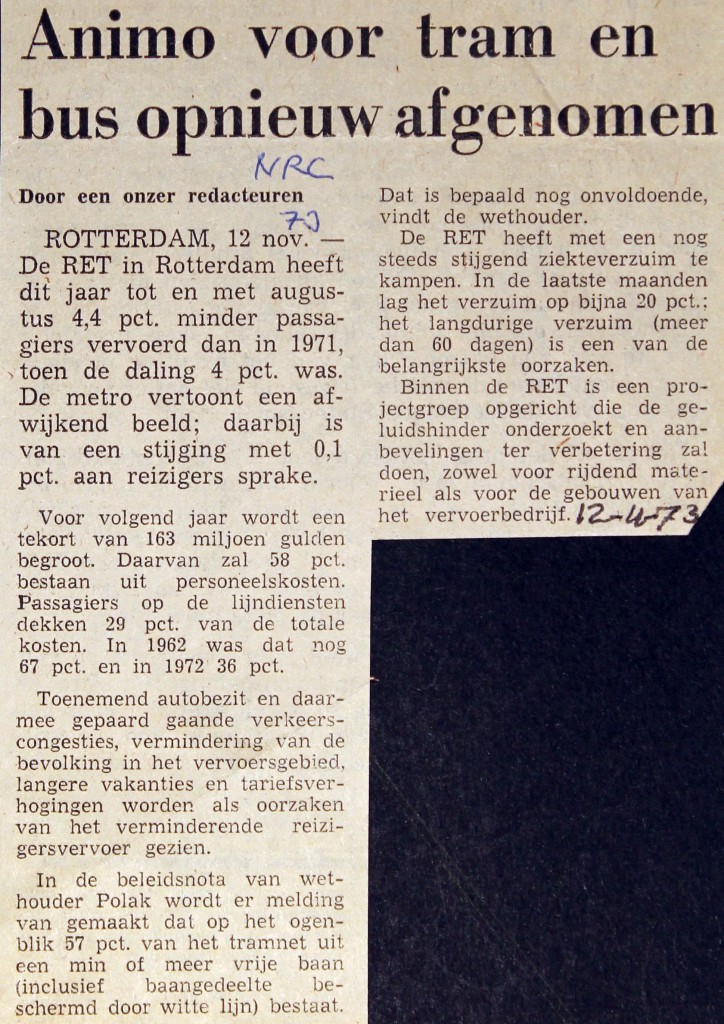 19731112 Animo voor tram. (NRC)