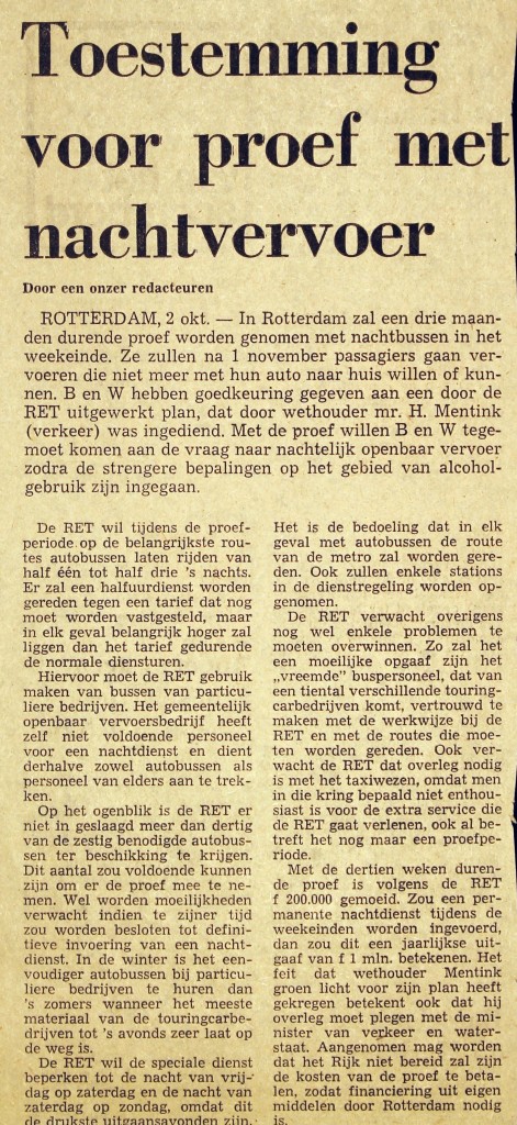 19741002 Proef nachtvervoer. (NRC)