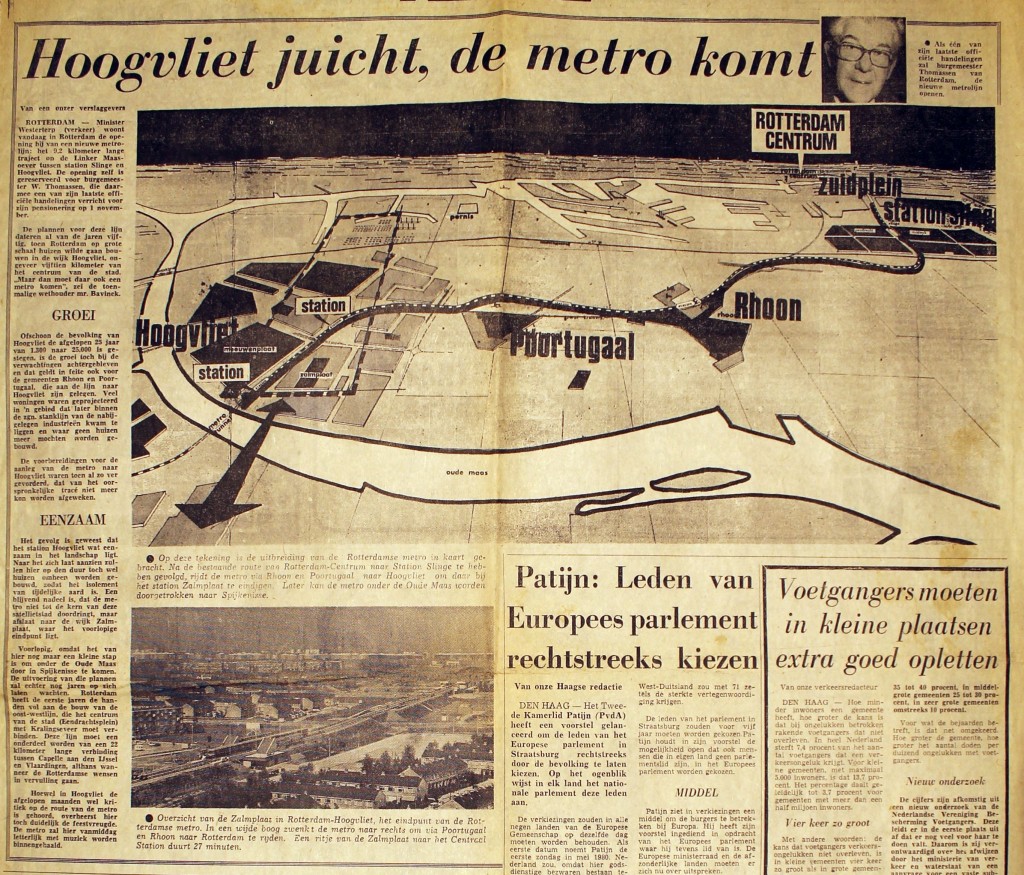 19741025 Hoogvliet metro komt. (AD)