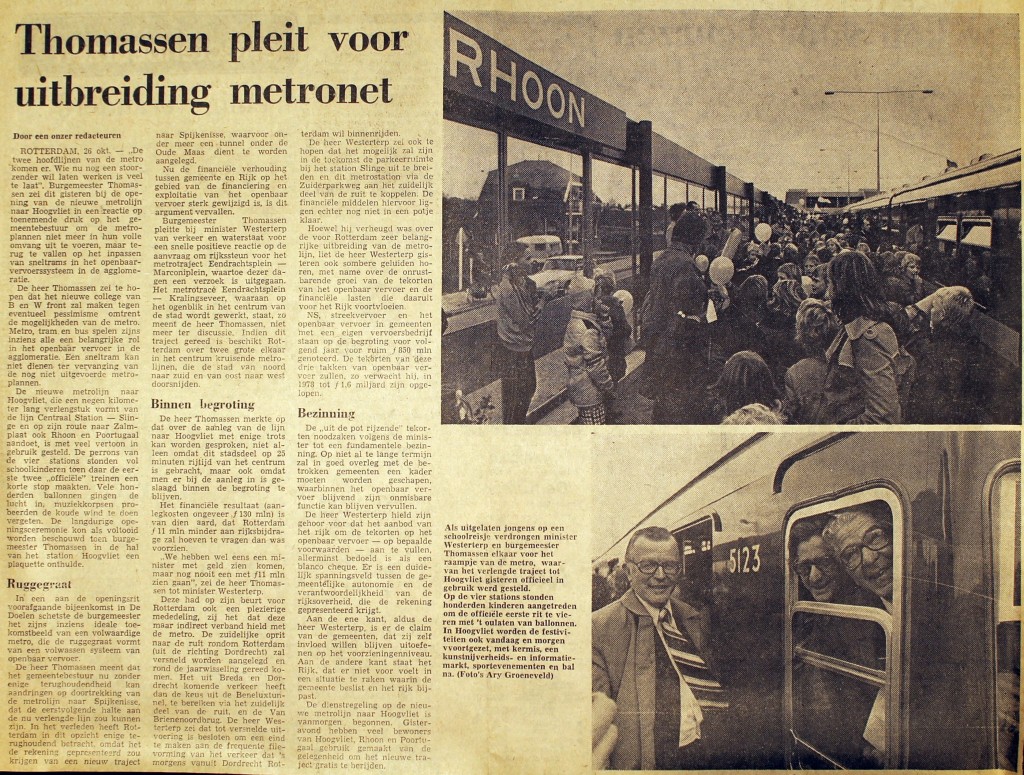 19741026 Uitbreiding metronet. (NRC)