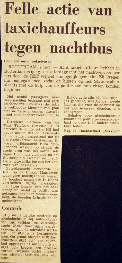 19741104 Actie taxichauffeurs. (NRC)