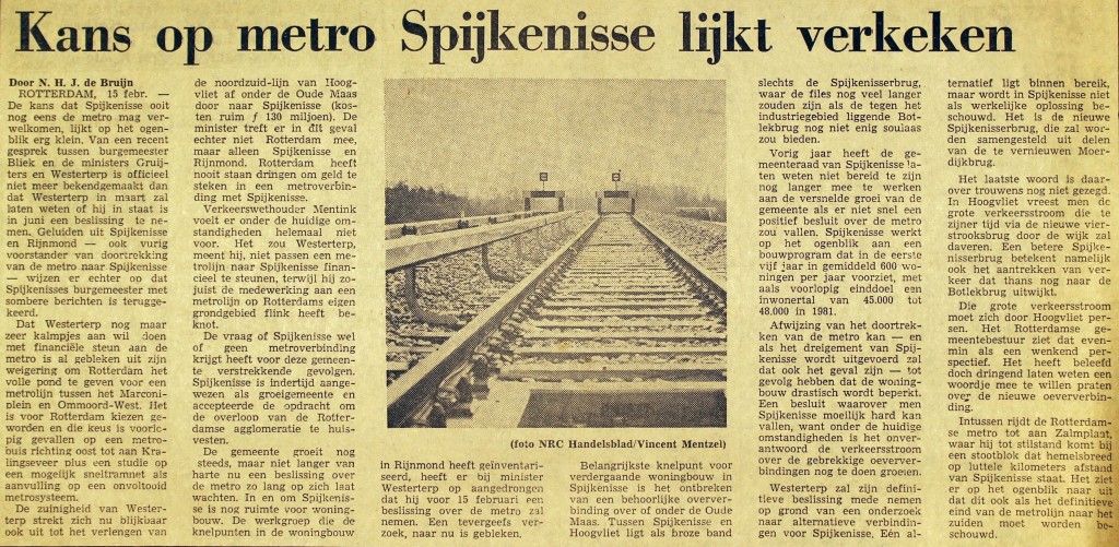 19750215 Metro Spijkenisse verkeken. (NRC)