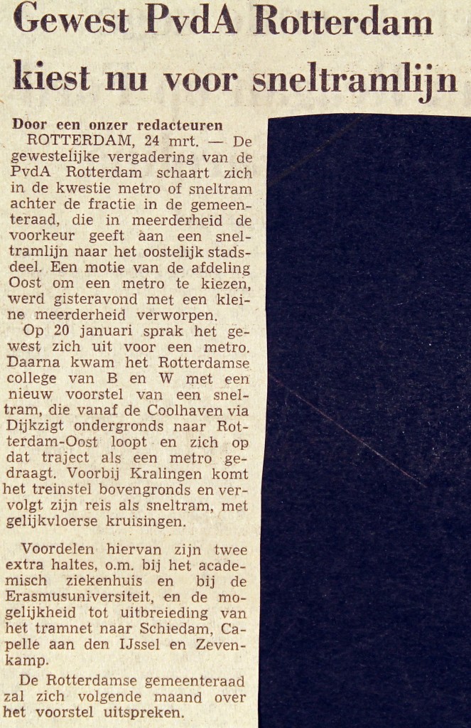 19760324 Gewest kiest sneltram. (NRC)