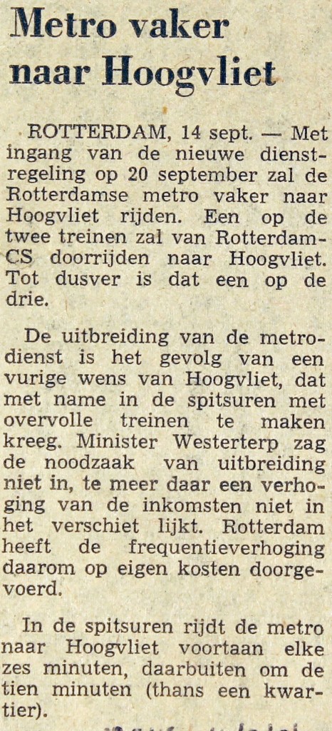 19760914 Vaker naar Hoogvliet. (NRC)