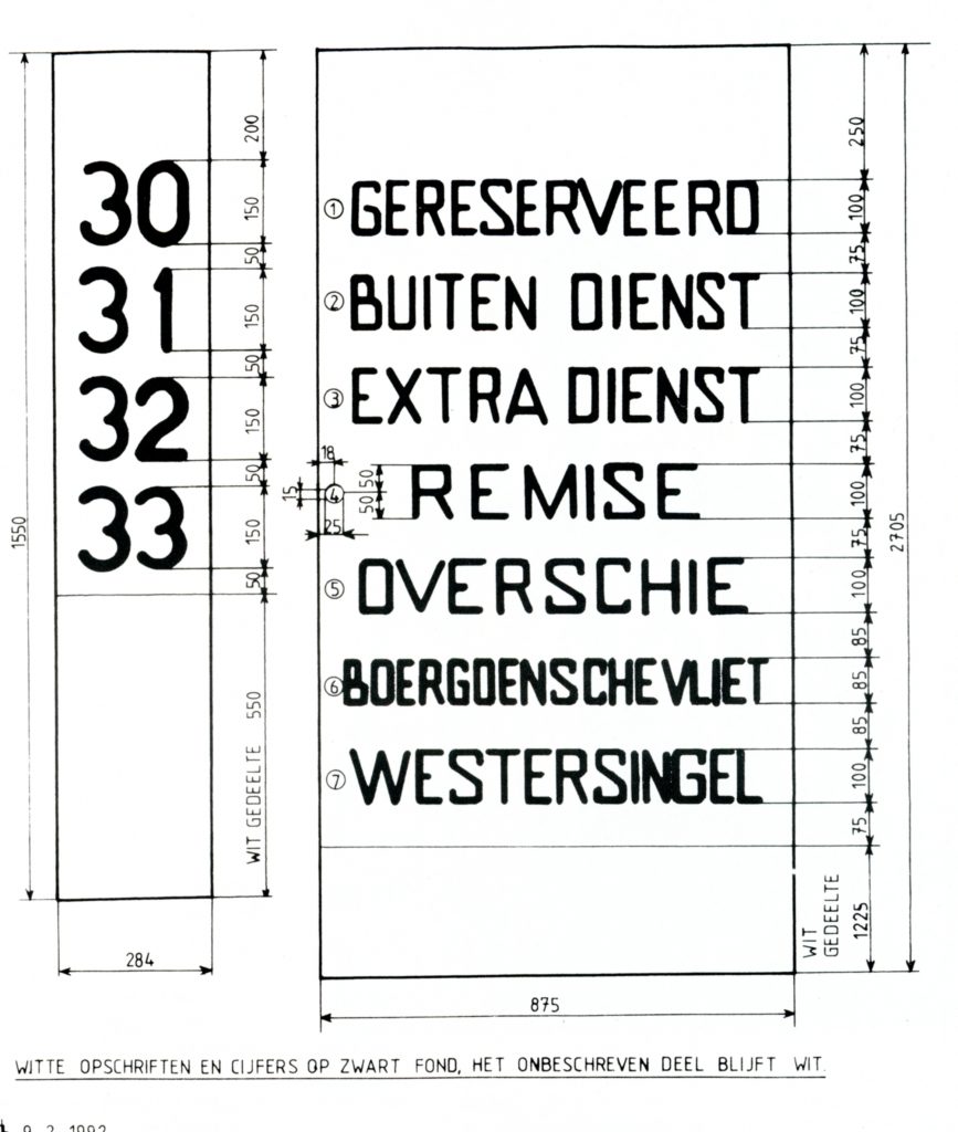 Voor de voorziene trolleybuslijnen lagen de lijnfilms gereed.